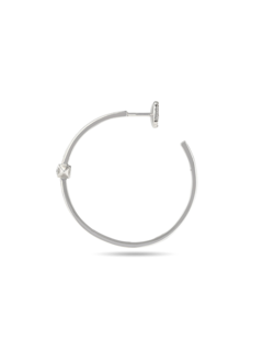 Silver and Diamond Rock Away Hoop Earring