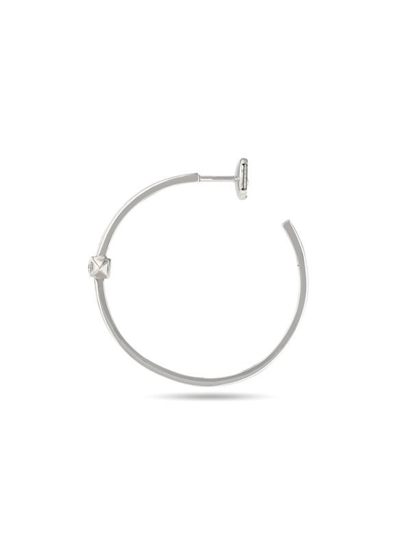 Silver and Diamond Rock Away Hoop Earring