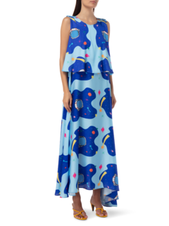 SPACE PRINTED LAYERED DRESS