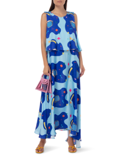 SPACE PRINTED LAYERED DRESS