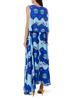 SPACE PRINTED LAYERED DRESS