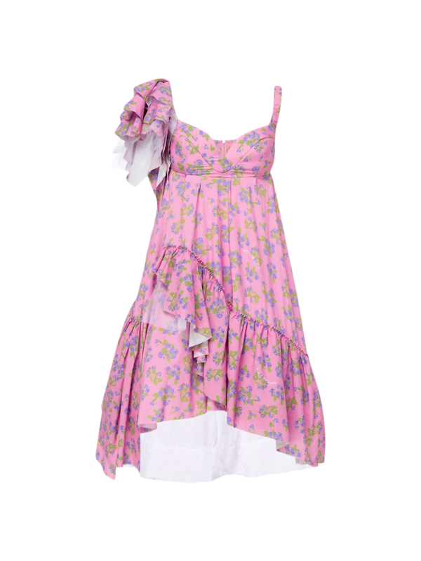 Drop-Shoulder Ruffled Dress