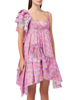 Drop-Shoulder Ruffled Dress