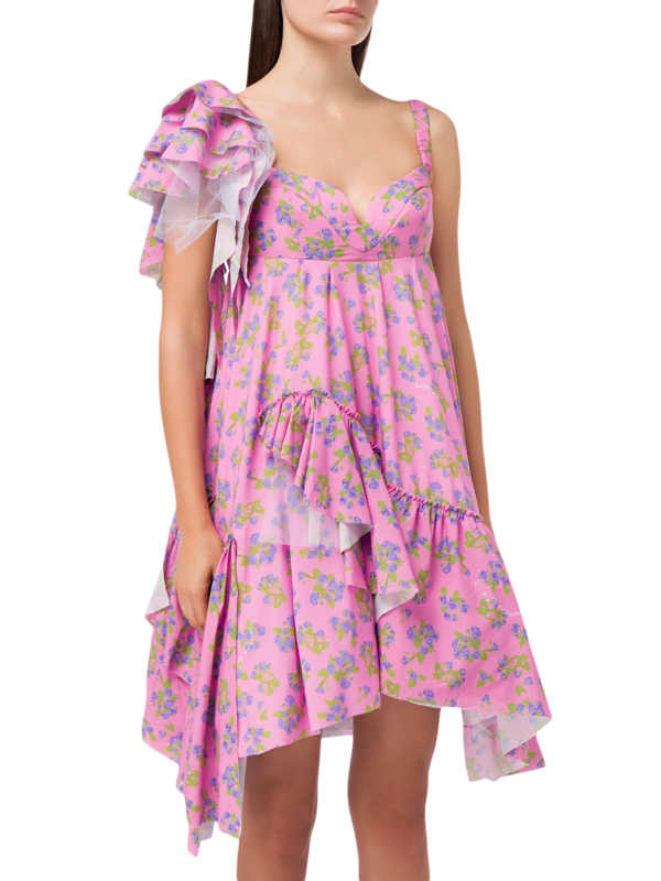 Drop-Shoulder Ruffled Dress