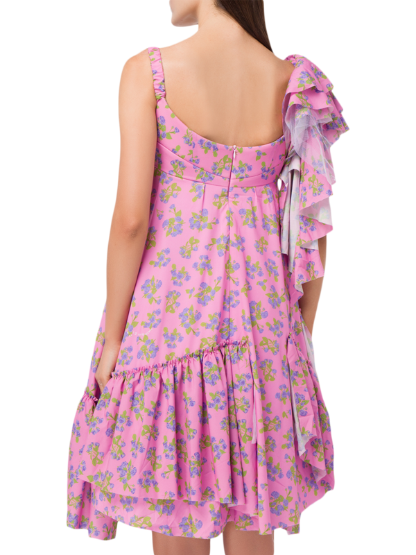 Drop-Shoulder Ruffled Dress