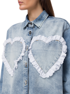 Denim Jacket With Heart Pockets