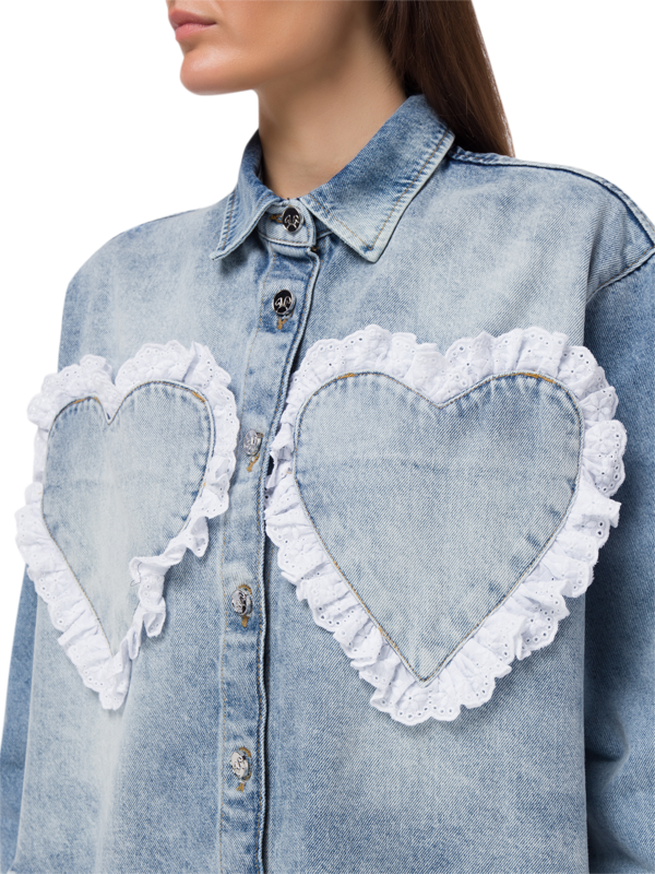 Denim Jacket With Heart Pockets