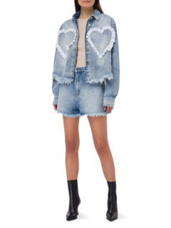 Denim Shorts With Heart Pockets