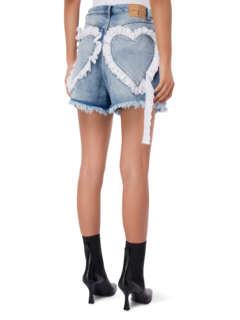Denim Shorts With Heart Pockets