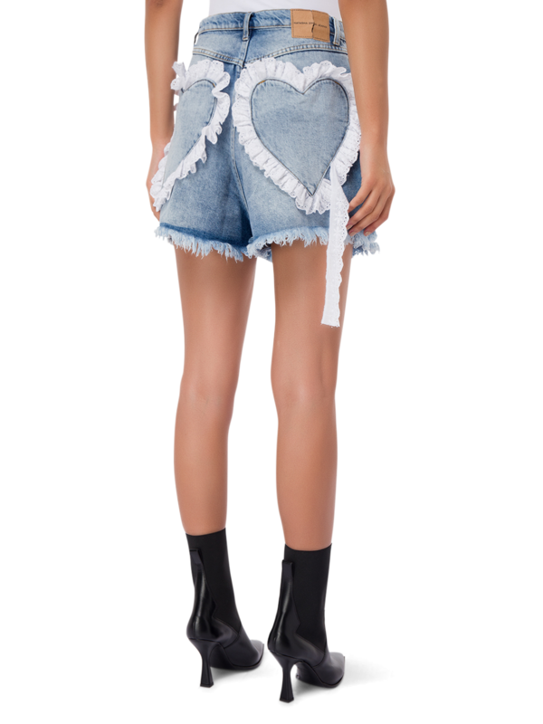 Denim Shorts With Heart Pockets