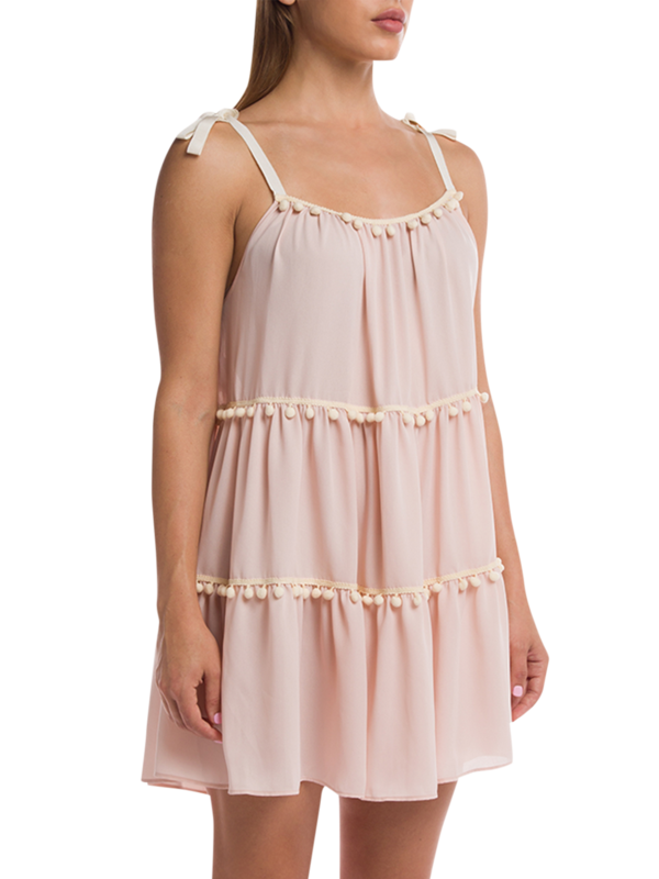 Tiered Dress with Tied Spaghetti Straps