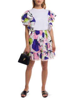 Flare Mini Skirt with Floral Pattern
