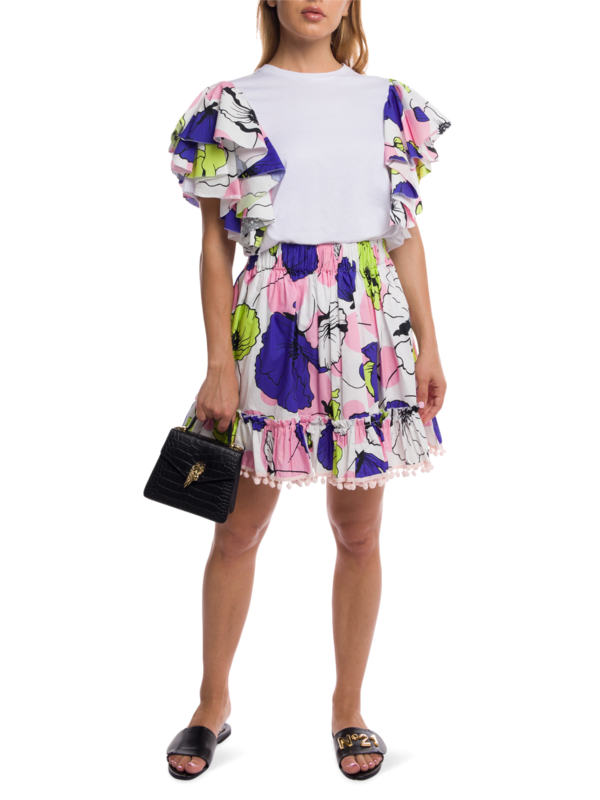 Flare Mini Skirt with Floral Pattern