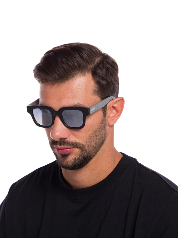 Thick-Rimmed Two-Tone Rectangle Sunglasses