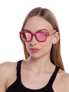 Thick-Rimmed Bubblegum Rectangle Sunglasses