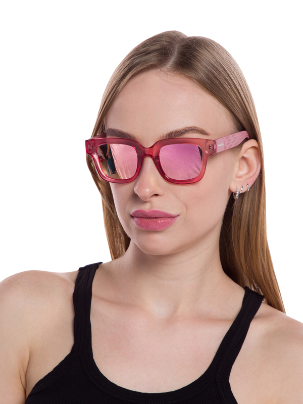 Thick-Rimmed Bubblegum Rectangle Sunglasses