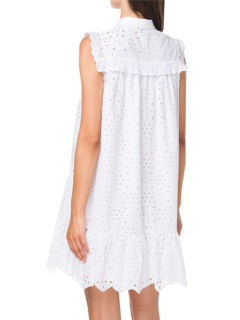 Mini Dress with Baby Doll Cut and Perforated Detailing