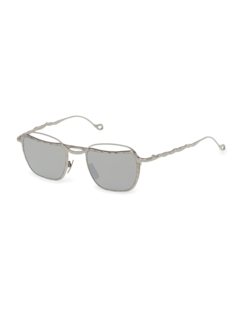 Silver Textured Square Sunglasses
