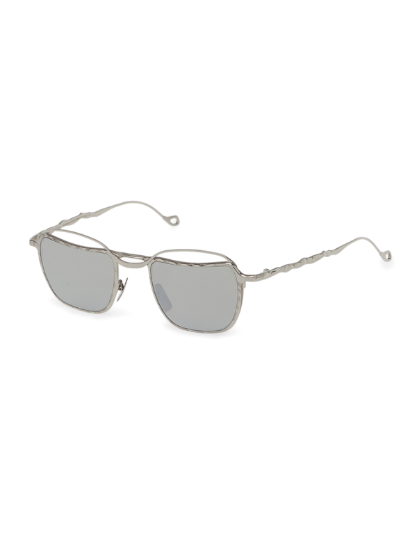Silver Textured Square Sunglasses