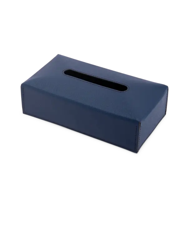 حامل مناديل ريدي مستطيل الشكل من الجلد مزين بغرز بنية داكنة