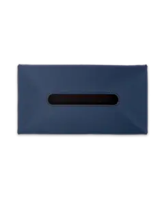 حامل مناديل ريدي مستطيل الشكل من الجلد مزين بغرز بنية داكنة