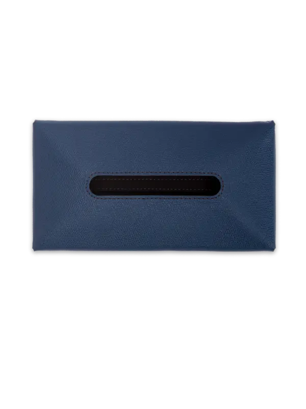 حامل مناديل ريدي مستطيل الشكل من الجلد مزين بغرز بنية داكنة