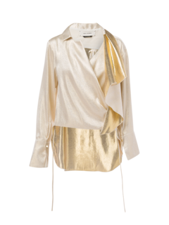 Michele Metallic Wrap Top