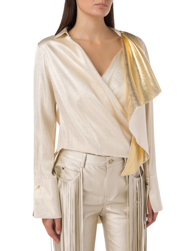 Michele Metallic Wrap Top