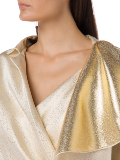 Michele Metallic Wrap Top