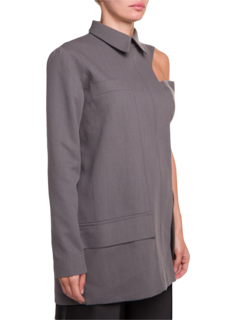 Grey One Sleeve Formal Blouse