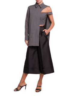 Grey One Sleeve Formal Blouse