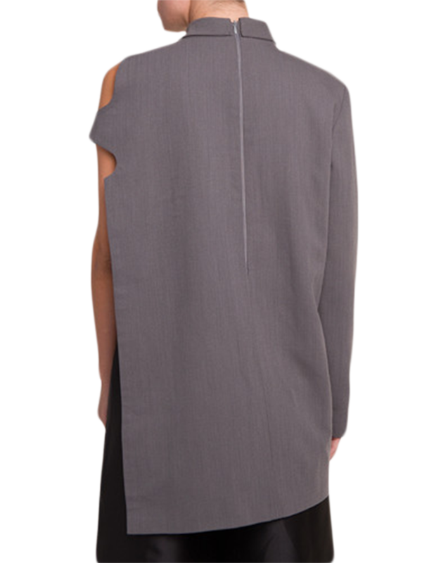 Grey One Sleeve Formal Blouse