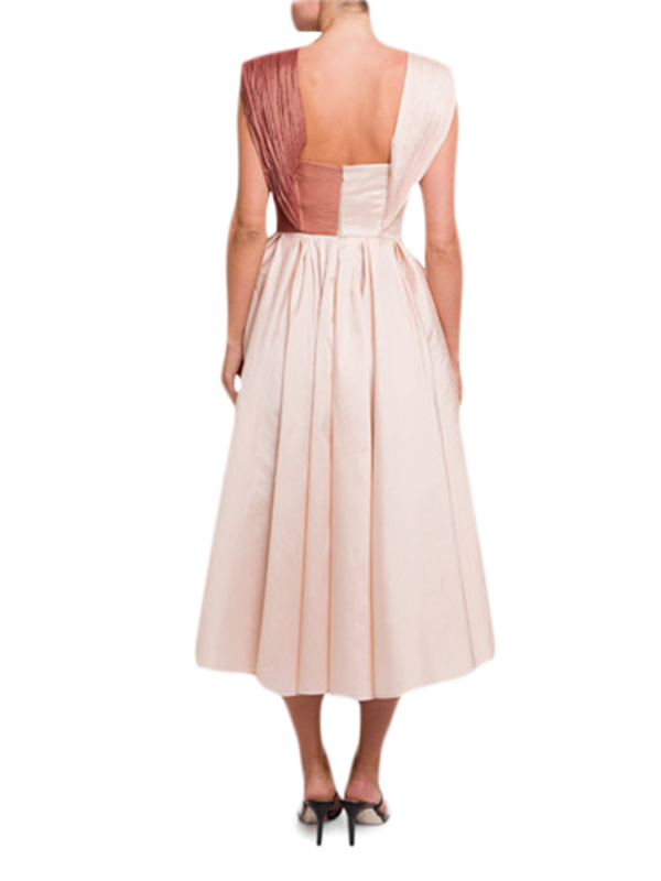 Wide Beige Evening Gown