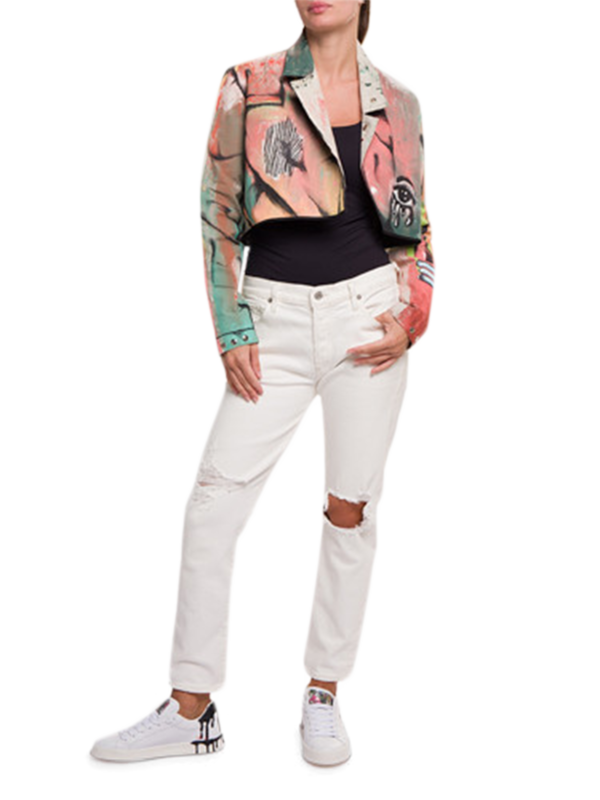 Multicolor Abstract Half-Jacket
