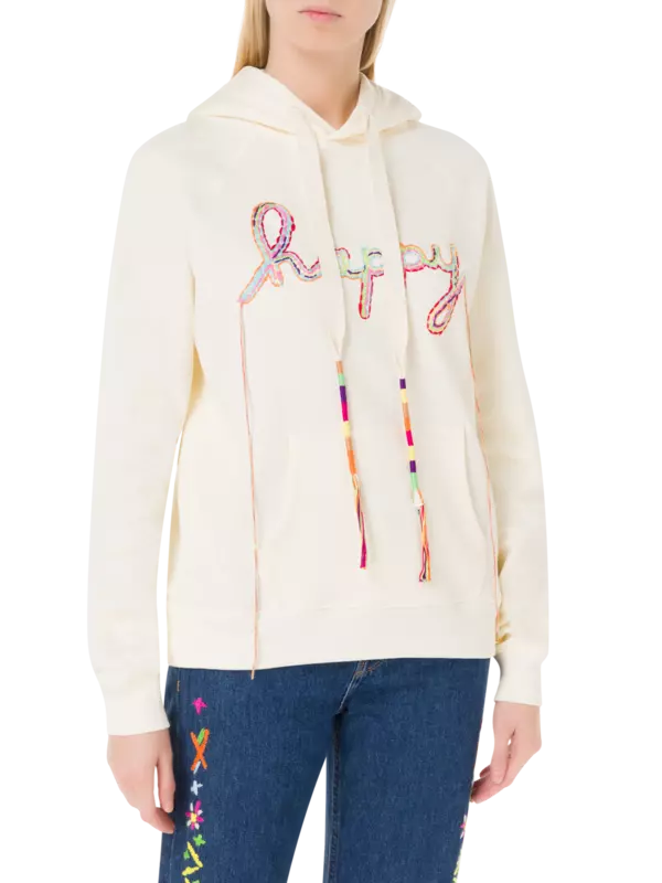 هودي مطرز بكلمة "Happy"