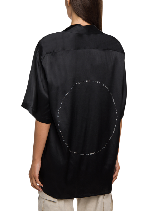 Oversized Silk Button-Down with Asymmetric Hemline