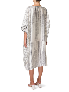 Silk Shift Dress with Allover Text Pattern