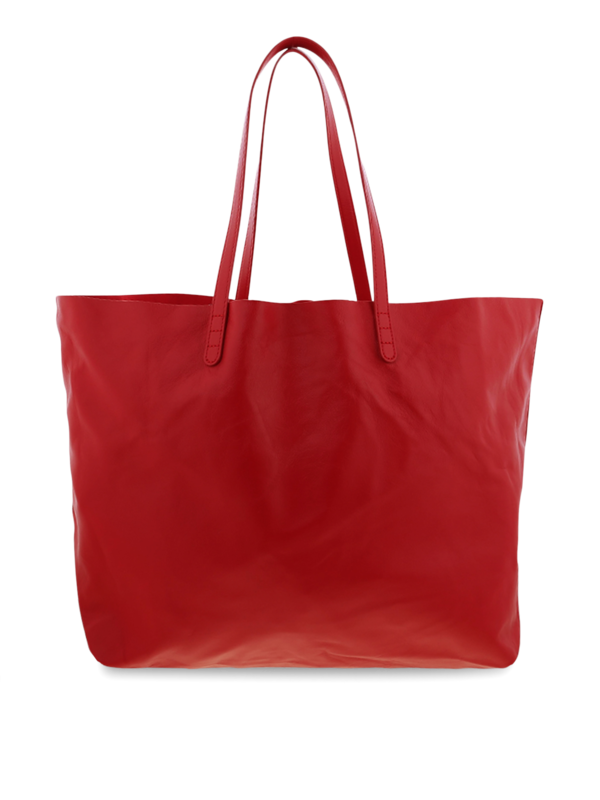Oversized Leather Tote Bag with Thin Handles