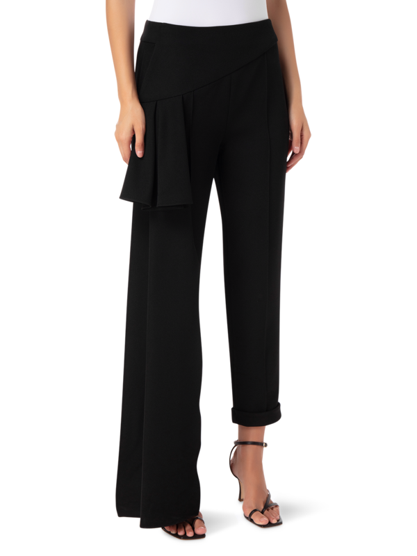 STRETCH CREPE ROMEO PANT WITH SIDE DRAPE DETAIL