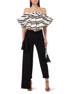 STRETCH CREPE ROMEO PANT WITH SIDE DRAPE DETAIL