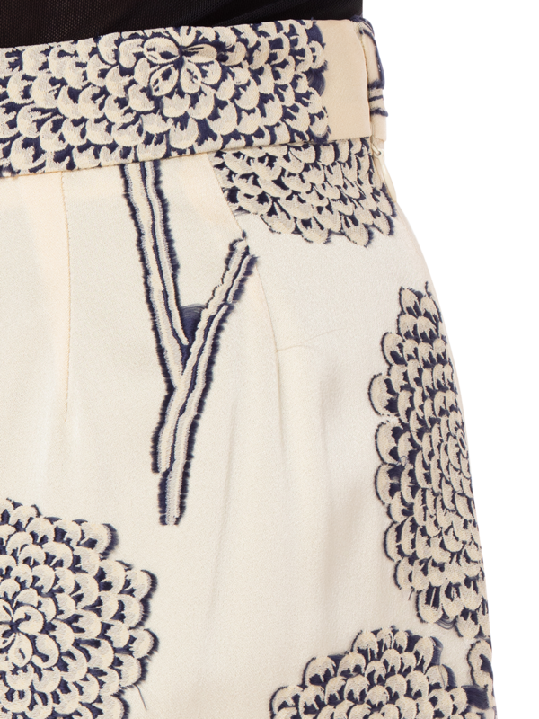 FLORAL EMBROIDERED SATIN AMELIE PENCIL SKIRT