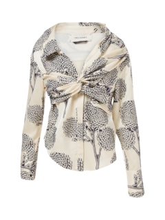 FLORAL EMBROIDERED SATIN HARDIN LONG SLEEVE SHIRT