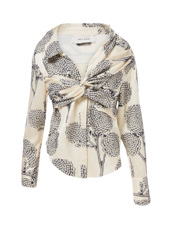 FLORAL EMBROIDERED SATIN HARDIN LONG SLEEVE SHIRT