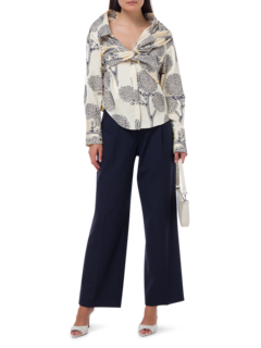 FLORAL EMBROIDERED SATIN HARDIN LONG SLEEVE SHIRT