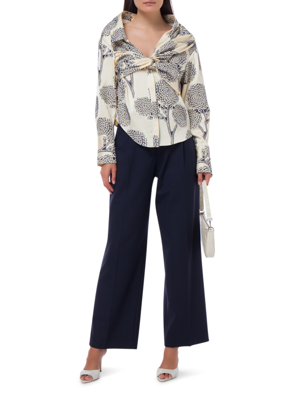 FLORAL EMBROIDERED SATIN HARDIN LONG SLEEVE SHIRT