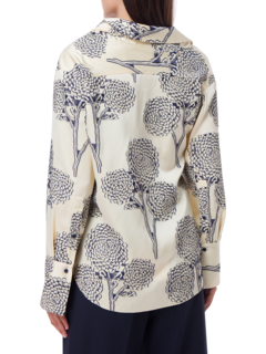 FLORAL EMBROIDERED SATIN HARDIN LONG SLEEVE SHIRT