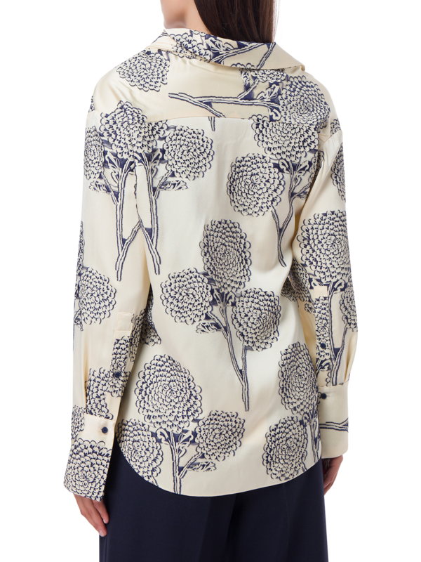 FLORAL EMBROIDERED SATIN HARDIN LONG SLEEVE SHIRT