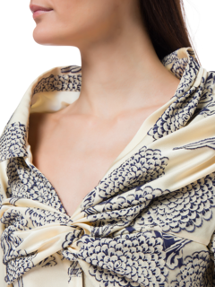 FLORAL EMBROIDERED SATIN HARDIN LONG SLEEVE SHIRT