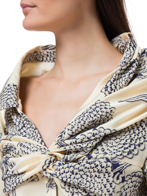 FLORAL EMBROIDERED SATIN HARDIN LONG SLEEVE SHIRT