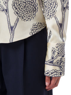 FLORAL EMBROIDERED SATIN HARDIN LONG SLEEVE SHIRT